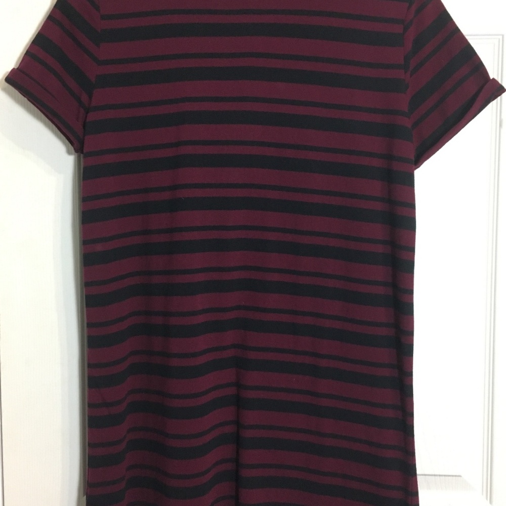 ♥️ 🕶 Striped Burgundy Shirt Dress - Picture 14 of 16